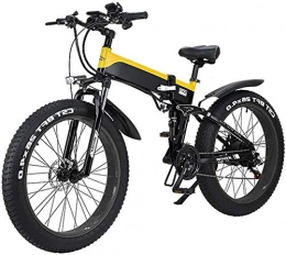 HCMNME Bicicleta Bicicleta Eléctrica Bicicleta eléctrica plegable para adultos, marco de aleación ligera Llantas de 26 pulgadas Bicicleta eléctrica de montaña con pantalla LCD, motor de 500 vatios, 21 / 7 velocidades Ca