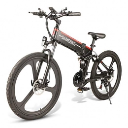 Cracklight Bicicleta de montaña eléctrica plegables Cracklight E-Bike 26 Pulgadas Bicicleta de montaña eléctrica Bicicleta eléctrica Bicicleta Plegable 21 velocidades 48 V Litio Doble Freno de Disco con Bicicleta 250W