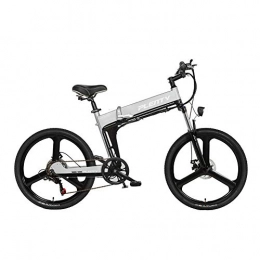 CYYC Bicicleta de montaña eléctrica plegables CYYC 24 Pulgadas Batería De Litio Plegable Bicicleta De Montaña Eléctrica Vehículo Todoterreno Ciclomotor 48V12.8Ah 614Wh-Plata