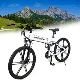 DDCHH Bicicleta DDCHH Bicicleta de Montaña Eléctrica de 26" 500W Bicicletas Electricas Plegables con Batería 48V 10Ah, 21 Marchas y Motor Trasero 35km / h, Horquilla de Suspensión, White