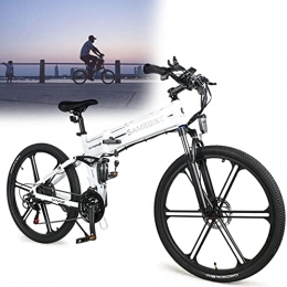 DDCHH Bicicleta de montaña eléctrica plegables DDCHH Bicicleta Eléctrica Plegable para Adultos 26" E-Bike Pedal Assist, Fácil De Almacenar En Caravanas, Autocaravanas, Barcos, Automóviles, Batería 48V 10Ah, 21 Velocidades, White