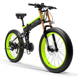 Extrbici Bicicleta de montaña eléctrica plegables Extrbici Bicicleta Plegable elctrica Fat-Bike Hombres Adultos Off-Road Deportes al Aire Libre 1000W 48V 12.8AH 27S XF690 (Verde Negro)