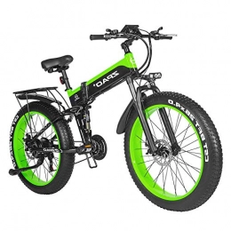 HOME-MJJ Bicicleta de montaña eléctrica plegables HOME-MJJ Plegable Bicicleta eléctrica de 48V 12.8Ah Ciudad de Bicicletas Todo Terreno Marco Fat Tire aleación de Aluminio de E-Bici batería extraíble y Pantalla LCD (Color : Green, Size : 48v-12.8ah)