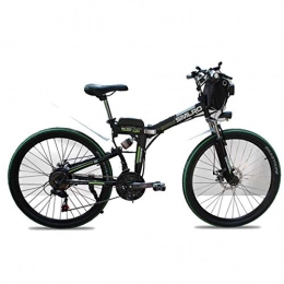 Jieer Bicicleta Jieer Bicicleta Montaña Niño, Bicicleta de Montaña Eléctrica de 48 V, Bicicleta Eléctrica Plegable de 26 Pulgadas con Ruedas de Radios Gordas de 4.0", Suspensión Completa Premium, Negro