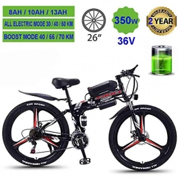 KOWE Bicicleta de montaña eléctrica plegables KOWE Bicicletas Elctricas, Bicicletas Electrnicas Plegables para Hombres, Mujeres, Damas, 360 W, 36 V, Todo Terreno, 26", Bicicleta De Montaa, Rojo, 13AH