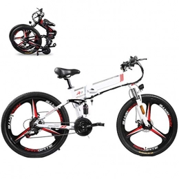 KT Mall Bicicleta de montaña eléctrica plegables KT Mall Bicicleta Eléctrica Plegable 350W 26" Bicicleta Eléctrica De Montaña 21 Velocidades 48V 8A / 10A / 12, 8A Bicicletas Electricas para Adultos 3 Modo Velocidad Máxima 21, 7 mph, Blanco, 12.8AH