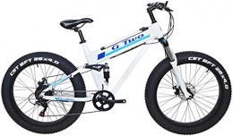 LUO Bicicleta de montaña eléctrica plegables LUO Bicicleta Eléctrica 26 '* 4.0 Fat Tire Bicicleta Eléctrica de Montaña, Motor 350W / 500W, Bicicleta de Nieve de 7 Velocidades, Suspensión Delantera Y Trasera, Blanco