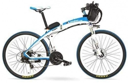 LUO Bicicleta de montaña eléctrica plegables LUO Bicicleta Eléctrica 26 Pulgadas Asistente de Pedal de Moda Bicicleta de Montaña Eléctrica de Plegado Rápido, Batería de 48V 12Ah, Motor de 240W, Freno de Disco, 30~40Km / H, Blanco Azul