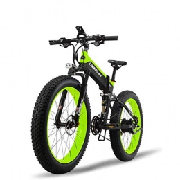 MERRYHE Bicicleta MERRYHE Bicicleta Eléctrica Plegable Todo Terreno Neumático Ancho Bicicleta Eléctrica Nieve Bicicleta de Montaña Bicicleta de Poder de Bicicleta Adulto de 26 Pulgadas, Green-48V10ah