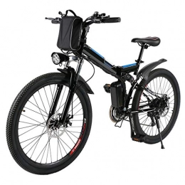 Profun Bicicleta de montaña eléctrica plegables Profun Bicicleta Elctrica Plegable con Rueda de 26 Pulgadas, Batera de Iones de Litio de Gran Capacidad (36 V 250 W), Suspensin Completa Calidad y Engranaje Shimano (Negro+Azul)