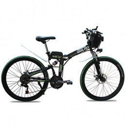 QDWRF Bicicleta de montaña eléctrica plegables QDWRF Bicicleta eléctrica de montaña 26", 350W, Batería 48V 15Ah Sistema de Transmisión de 21 Velocidades con LED Faro con Batería de Litio Desmontable Black 48V10AH350W