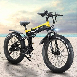 RDJM Bicicleta de montaña eléctrica plegables RDJM Bicicleta eléctrica 26 Pulgadas de Bicicletas de montaña eléctrica, 4, 0 Fat Tire Bike Nieve, 48V500W Motor / batería de Litio de 13Ah Soft Tail Bicicletas, con Pantalla LCD y LED Frontal Faros