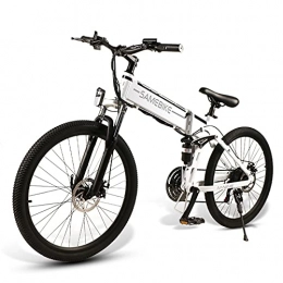 SUNWEII Bicicleta SUNWEII 26" Bicicleta Eléctrica Urbana, Mountain Bike Motor de 500W con Batería Extraíble de 48V 10 Ah Bicicleta Electrica Montañade, Bicicletas Eléctricas Plegables, White