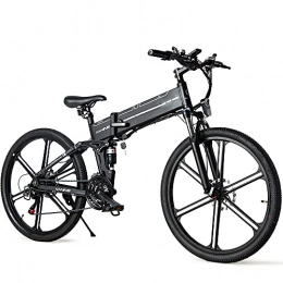 SUNWEII Bicicleta de montaña eléctrica plegables SUNWEII Bicicleta eléctrica Bicicleta de ciclomotor eléctrica Inteligente Plegable portátil 500W Motor MAX 35 km / h Neumático de 26 Pulgadas, Bicicleta MTB EBike 150 kg Carga máxima, White