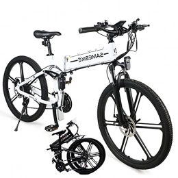 SUNWEII Bicicleta SUNWEII Bicicleta eléctrica Ebike Bicicleta de montaña 26"Bicicleta eléctrica Plegable 48V10AH, 500W Bicicleta Plegable para Adultos Color LCD Contador de Medios con USB, White