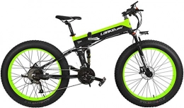 TYT Bicicleta de montaña eléctrica plegables TYT Bicicleta de Montaña Eléctrica T750Plus 27 Velocidad 500W Bicicleta Eléctrica Plegable 26 * 4.0 Fat Bike 5 Pas Freno de Disco Hidráulico 48V 10Ah Carga de Batería de Litio Extraíble (Negro Verde