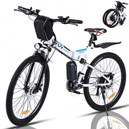 Vivi Bicicleta VIVI Bicicleta Electrica Plegable 350W Bicicleta Eléctrica Montaña, Bicicleta Montaña Adulto Bicicleta Electrica Plegable 26", Batería de 8 Ah, 32 km / h Velocidad MÁX (Blanco)