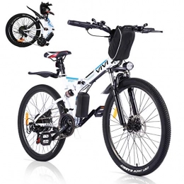 Vivi Bicicleta Vivi Bicicleta Eléctrica de Montaña Plegable, 26"E-Bike MTB Pedal Assist, 250W Bici Electrica Plegable para Adultos, Shimano 21 Velocidades Velocidad Batería Extraíble de 36V (Blanco)