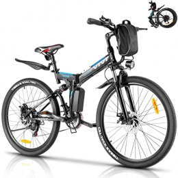 Vivi Bicicleta de montaña eléctrica plegables Vivi Bicicleta Eléctrica de Montaña Plegable, 26"E-Bike MTB Pedal Assist, 250W Bici Electrica Plegable para Adultos, Shimano 21 Velocidades Velocidad Batería Extraíble de 36V (Negro Azul)