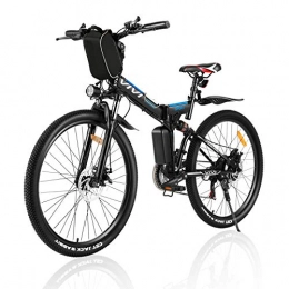 Vivi Bicicleta de montaña eléctrica plegables Vivi Bicicleta Eléctrica de Montaña Plegable, 26"E-Bike MTB Pedal Assist, 350W Bici Electrica Plegable para Adultos, Shimano 21 Velocidades Velocidad Batería Extraíble de 36V 8Ah (Negro)