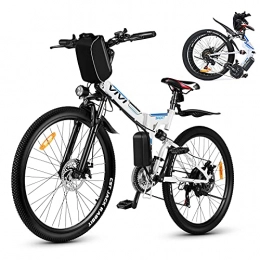 Vivi Bicicleta Vivi Bicicleta eléctrica para hombre y mujer, 26 pulgadas, bicicleta de montaña, 350 W, 36 V, 10 Ah, batería de litio y Shimano de 21 velocidades, color blanco