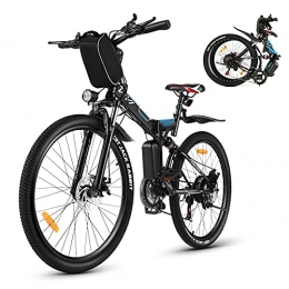 Vivi Bicicleta de montaña eléctrica plegables Vivi Bicicleta eléctrica para hombre y mujer, 26 pulgadas, bicicleta de montaña, 350 W, 36 V, 10 Ah, batería de litio y Shimano de 21 velocidades, color negro