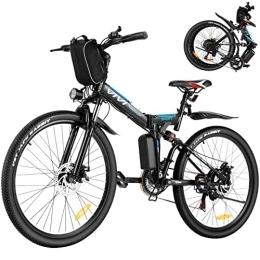 Vivi Bicicleta de montaña eléctrica plegables Vivi Bicicleta Eléctrica Plegable, 26" Bicicleta Montaña Adulto, Bicicleta Electrica Montaña, 250W Bicicletas Electricas Plegables con Batería Extraíble De 8Ah, 21 Velocidades, Doble Suspension