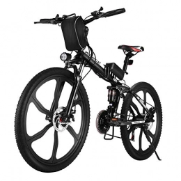 Vivi Bicicleta Vivi Bicicleta Eléctrica Plegable, 26 Pulgadas Bicicleta De Montaña Eléctrica para Adultos 250W Ebike con Batería Extraíble De 8Ah, 21 Velocidades Profesional, Suspensión Completa (26 Pulgadas-Negro)