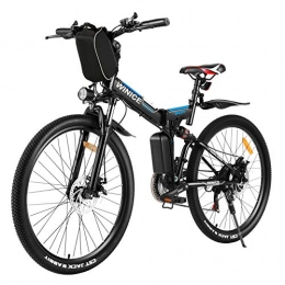 Vivi Bicicleta Vivi Bicicleta Eléctrica Plegable, 26 Pulgadas para Bicicleta De Montaña Eléctrica para Adultos, Motor De 250 W con, Engranaje De 21 Velocidades De Suspensión Shimano Completa Premium (Azul Negro)