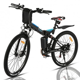 Winice Bicicleta de montaña eléctrica plegables Winice Bicicleta Eléctrica Plegable, Bicicleta Elctrica Montaña de 26 Pulgadas, Bici Electrica Plegable para Adultos, Batería Extraíble de 36V / 8Ah, Shimano de 21 Velocidades, 32km / h, 3 Modos