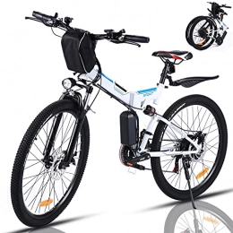 Winice Bicicleta de montaña eléctrica plegables Winice E-Bike, Bicicleta de Montaña Eléctrica de 26 Pulgadas con Batería de 36V 8Ah, 21 Velocidades Bici Electrica Plegable con suspensión Delantera E-Bike para Adultos