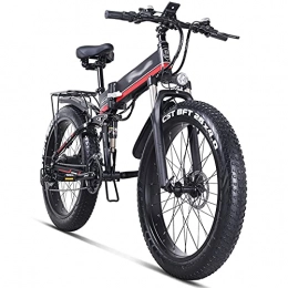 WZW Bicicleta WZW 1000W Plegable Bicicleta Electrica por Adultos - 26 Pulgadas 4.0 Gordo Neumático Fuera del Camino Bicicleta eléctrica - 48 V / 12, 8 Ah Retirable Litio Batería montaña Bicicleta