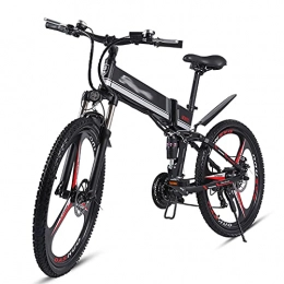 WZW Bicicleta de montaña eléctrica plegables WZW M80 Adulto Plegable Bicicleta Electrica - 26 Pulgadas 350W Fuera del Camino Bicicleta eléctrica - 48 V / 12, 8 Ah Retirable Litio Batería montaña Bicicleta (Color : Negro)