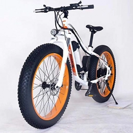 KT Mall Bicicleta KT Mall 26" Montaña De Bicicleta Eléctrica De 36V 350W 10.4Ah Extraíble De Iones De Litio Fat Tire Bike Nieve De Deportes Ciclismo Viajes Tráfico, White Orange