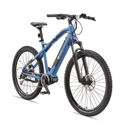 Telefunken Bicicleta TELEFUNKEN Bicicleta eléctrica de montaña eléctrica de aluminio, 8 marchas, cambio Shimano Alivio – Pedelec MTB 27, 5 pulgadas, motor central, 250 W, frenos de disco, azul, M925