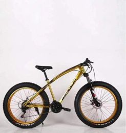 Abrahmliy Bicicleta Abrahmliy Hombres Adultos Fat Tire Bicicleta de montaña Doble Freno de Disco Playa Snowbike High Carbon Carbon Frame Cruiser Bikes 26 Inch Wheels-Gold_27 Speed