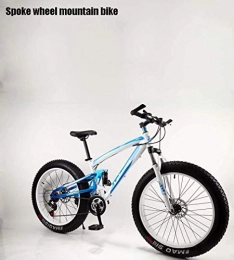 Alqn Bicicletas de montaña Fat Tires Alqn Bicicleta de montaña Fat Tire para adultos, bicicletas para nieve, bicicletas con freno de doble disco Beach Cruiser, bicicleta de suspensin completa para todo terreno para hombres, 4.0 ruedas