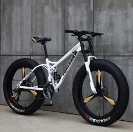 Langlin Bicicleta Bicicleta de bicicleta de montaña de 26 "para adultos Velocidad Variable Off Road Mountain Bike Marco de acero de alto carbono Horquilla delantera amortiguadora Doble disco de freno, Blanco, 24 speed