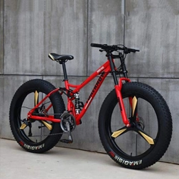Langlin Bicicleta Bicicleta de bicicleta de montaña de 26 "para adultos Velocidad Variable Off Road Mountain Bike Marco de acero de alto carbono Horquilla delantera amortiguadora Doble disco de freno, Rojo, 21 speed