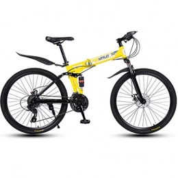 Dsrgwe Bicicleta Bicicleta de Montaa, Bici de montaña plegable, bicicletas de doble suspensin, chasis de acero al carbono, doble freno de disco, ruedas de radios de 26 pulgadas ( Color : Yellow , Size : 24-speed )