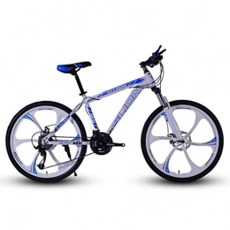 Dsrgwe Bicicleta Bicicleta de Montaa, Bicicleta de montaña, marco de acero hardtail Bicicletas de montaña, doble disco de freno y suspensin delantera, la rueda de 26 pulgadas ( Color : White+Blue , Size : 24 Speed )