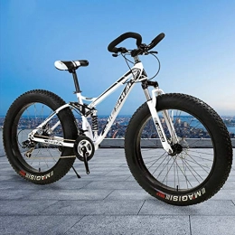 WANG-L Bicicletas de montaña Fat Tires Bicicleta De Montaa De 24 / 26 Pulgadas Para Adultos Hombres / Mujeres Doble Amortiguador Velocidad Variable Neumtico Grande Bicicleta 4.0 Sper Gruesa Ancha Para Nieve Bicicleta De Campo Traviesa, White3-24inch / 24speed