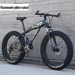 BWJL Bicicletas de montaña Fat Tires Bicicleta de montaña de 26 Pulgadas para los nios, nias, Adultos 27 Velocidad Fat Tire Bike ATV Todo Terreno, Pista de suspensin de Doble Ciclo de Lado en Acero de Alto Carbono, 008