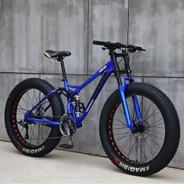 DDSGG Bicicletas de montaña Fat Tires Bicicleta De Montaña De Neumáticos Gordos para Adultos, Bicicleta De Montaña Ruedas De 24 Pulgadas De 7 Velocidades, Suspensión De Bicicleta con Freno De Disco Doble, Azul