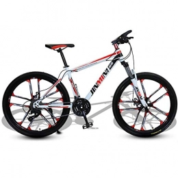 Dsrgwe Bicicletas de montaña Fat Tires Dsrgwe Bicicleta de Montaa, De 26 Pulgadas de Bicicletas de montaña, Marco de Acero al Carbono Rgidas Bicicletas, Doble Disco de Freno y suspensin Delantera (Color : White+Red, Size : 24 Speed)