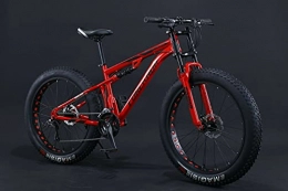  Bicicleta Fat Bike 24 - Bicicleta de montaña (26 pulgadas, suspensión completa, neumáticos grandes, 24 marchas), color rojo