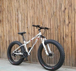 Abrahmliy Bicicleta Fat Tire - Bicicleta de montaña para Hombres, Doble Freno de Disco / Bicicletas de Crucero, Moto de Nieve para Playa, Bicicleta, Llantas de aleación de Aluminio de 26 Pulgadas, Blanco_24 Vel