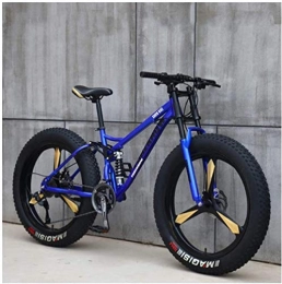 GJZM Bicicleta GJZM Mountain Bikes 21 Speed, neumáticos de 26 Pulgadas Hardtail Mountain Bike Cuadro de Doble suspensión - Negro Spoke-Blue 3 Spoke_21 Speed