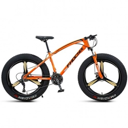 JKCKHA Bicicleta JKCKHA Bicicleta De Montaña Fat Tire, Ruedas De 26 Pulgadas, Neumáticos De 4 Pulgadas De Ancho, 21 / 27 / 30 Velocidades, Cuadro De Acero, Frenos Delanteros Y Traseros, Black Orange, 30 Speed