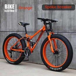 KT Mall Bicicleta KT Mall 26 en 21 Velocidad de Bicicletas de montaña para el capítulo 4.0 Unisex Fat Tire Bicicletas de montaña Alta de Acero al Carbono con reducción de Velocidad y la absorción de Choque, Naranja